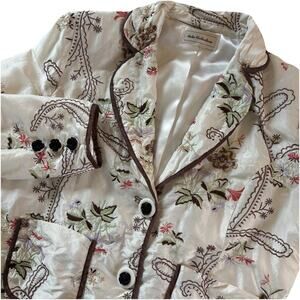 Keke Collection Women’s Jacket Coat Sz Large Floral Paisley Embroidery Accents
